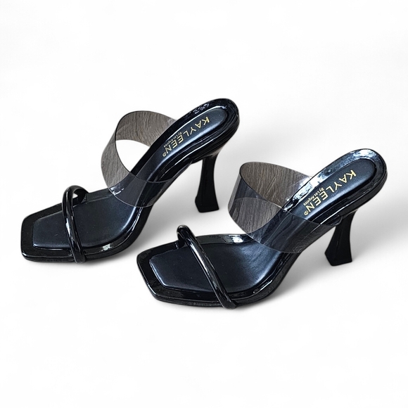 Shoes - Kayleen Women’s Clear Strap Heeled Mules Size 8
